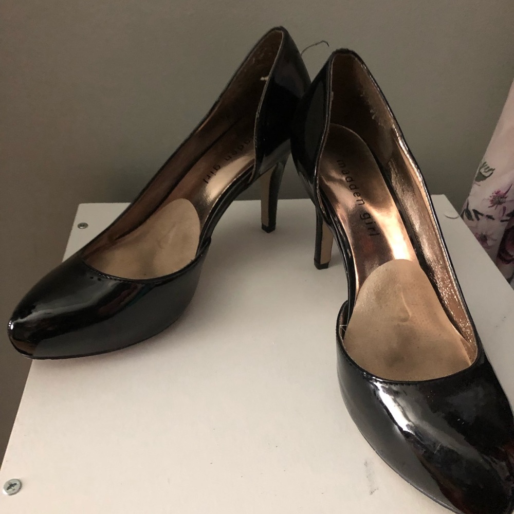 Madden Girl Black Patent D’Orsay Dress Heels- 7.5